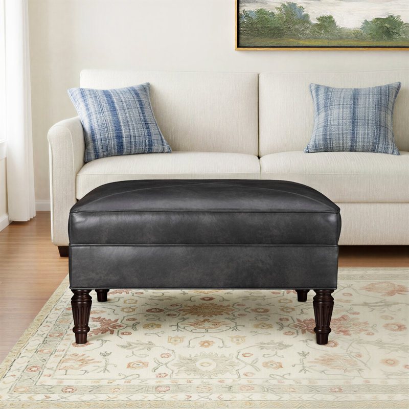 Birch Lane™ Etta Leather Ottoman | Birch Lane